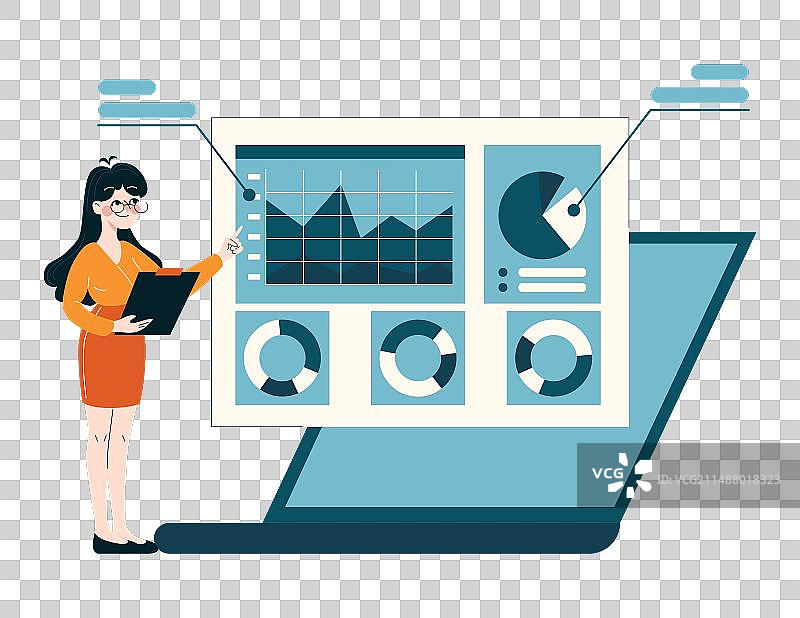 分析师在笔记本电脑上分析图表图片素材