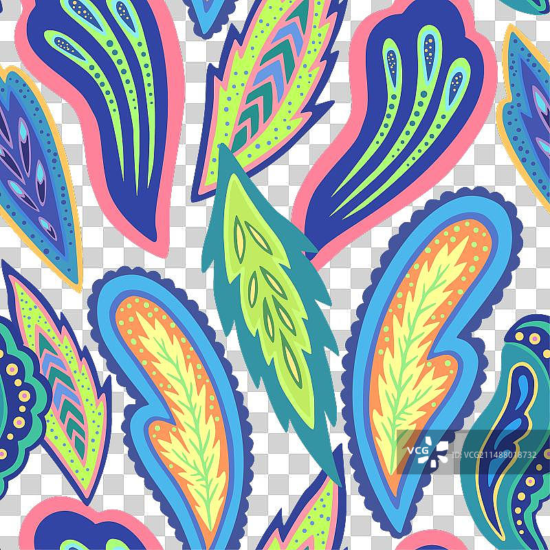手绘彩色装饰佩斯利花纹图片素材