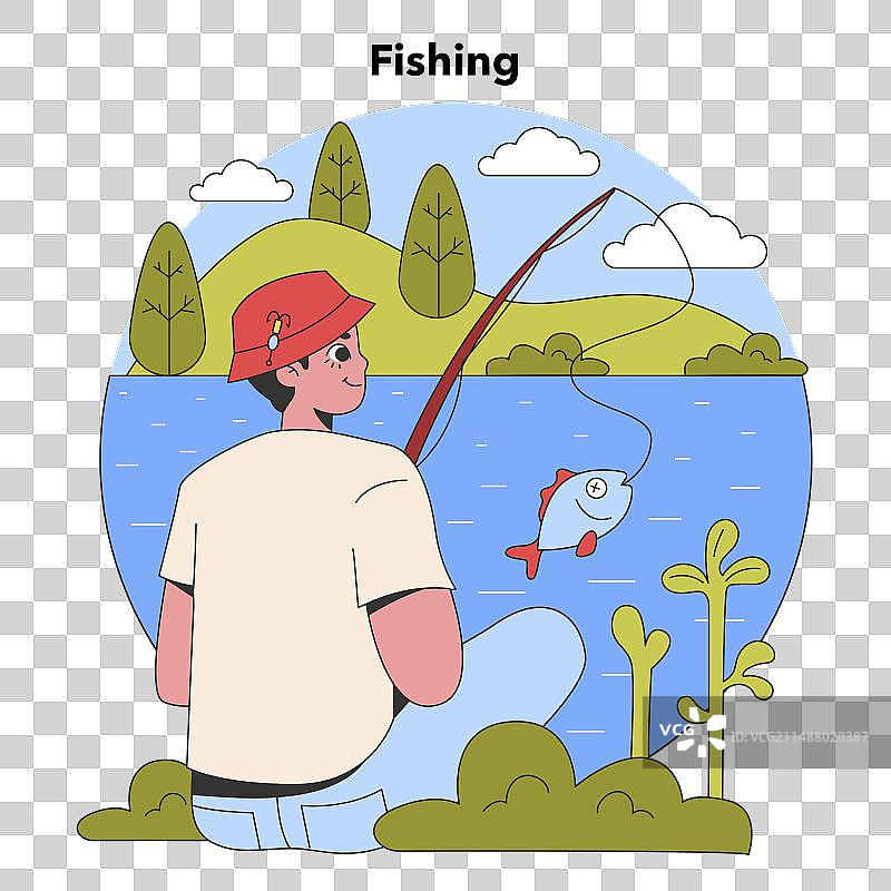 安静的湖边钓鱼平台图片素材