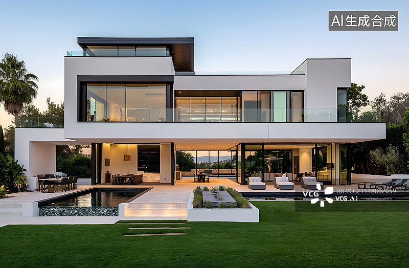 【AI数字艺术】豪华别墅酒店图片素材