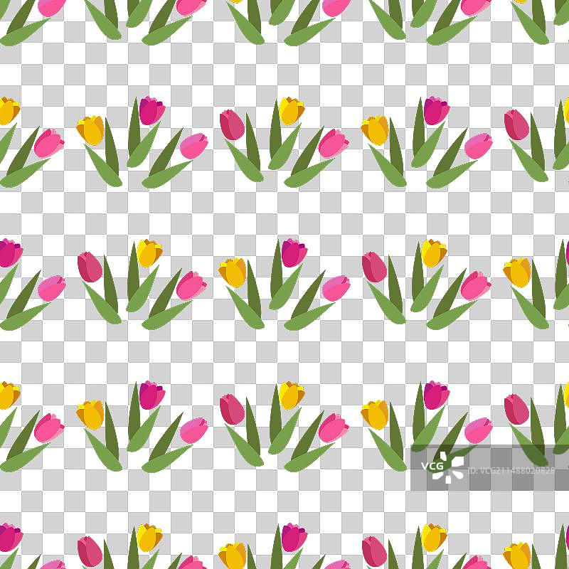 春季花朵扁平无缝图案图片素材