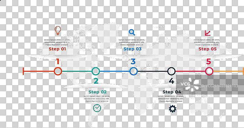 具有五个元素的商业策略路线图模板图片素材