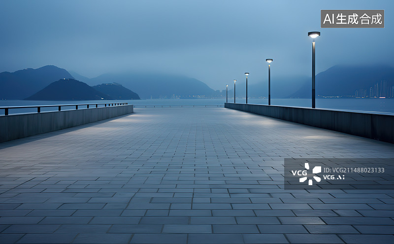 【AI数字艺术】现代城市建筑及广场空地背景图图片素材