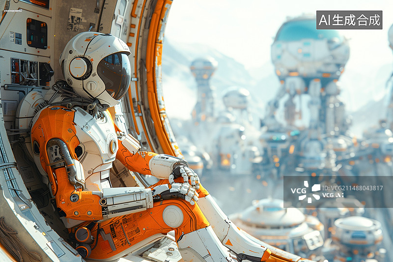 【AI数字艺术】科幻人形机器人图片素材