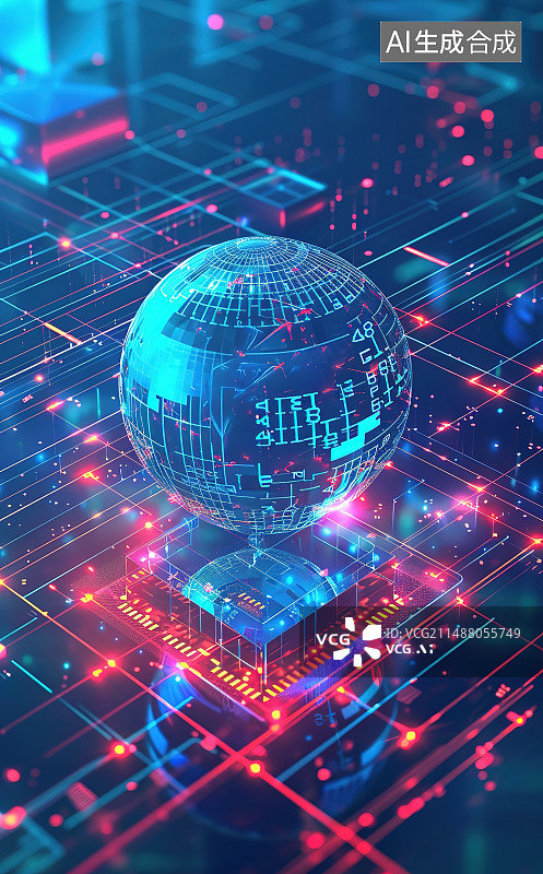 【AI数字艺术】科技概念点线组成的抽象地球图片素材