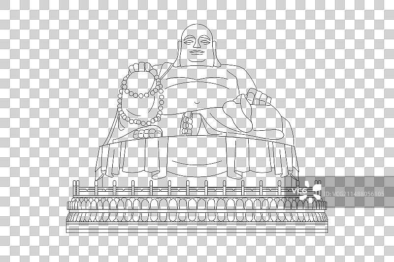 山东济南千佛山弥勒佛线稿图片素材