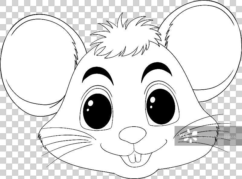 快乐老鼠的黑白绘画图片素材