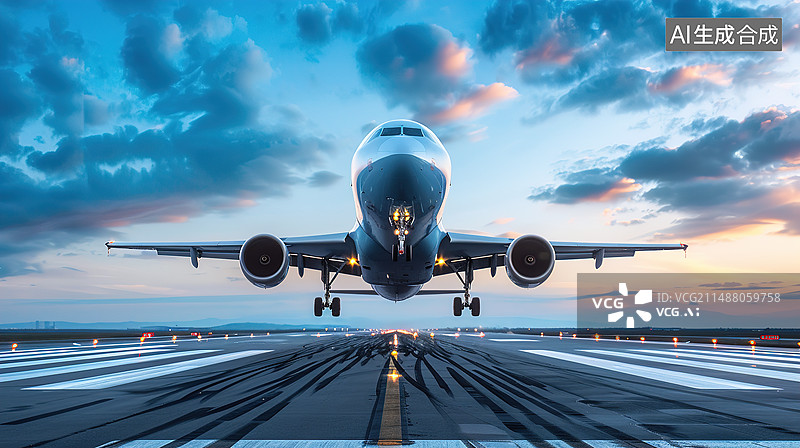 【AI数字艺术】飞机降落图片素材