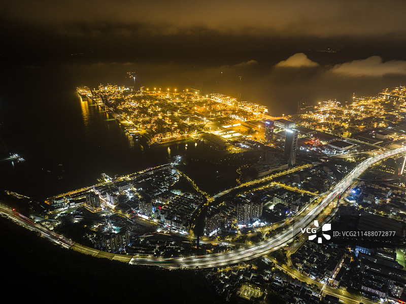 深圳盐田区盐田港夜景图片素材