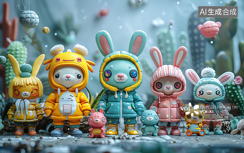 【AI数字艺术】集市摊位上的玩具特写镜头图片素材