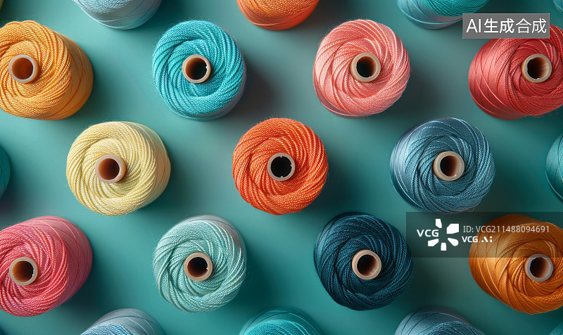 【AI数字艺术】由各种颜色的线轴组成的艺术背景图片素材