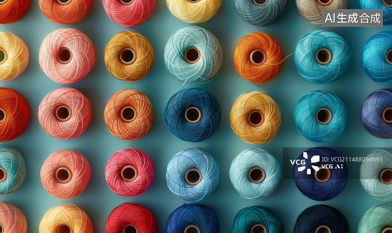 【AI数字艺术】由各种颜色的线轴组成的艺术背景图片素材