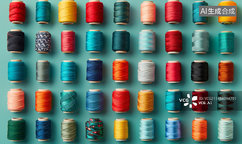 【AI数字艺术】由各种颜色的线轴组成的艺术背景图片素材