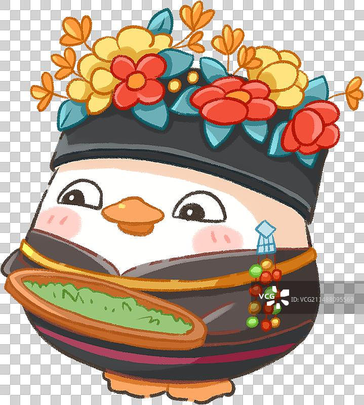 五十六民族Q版鸭子插画-布朗族图片素材