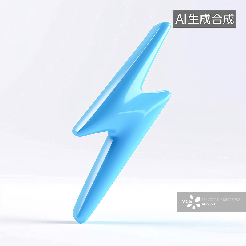 【AI数字艺术】3D闪电图标，能量危险和力量的象征图片素材