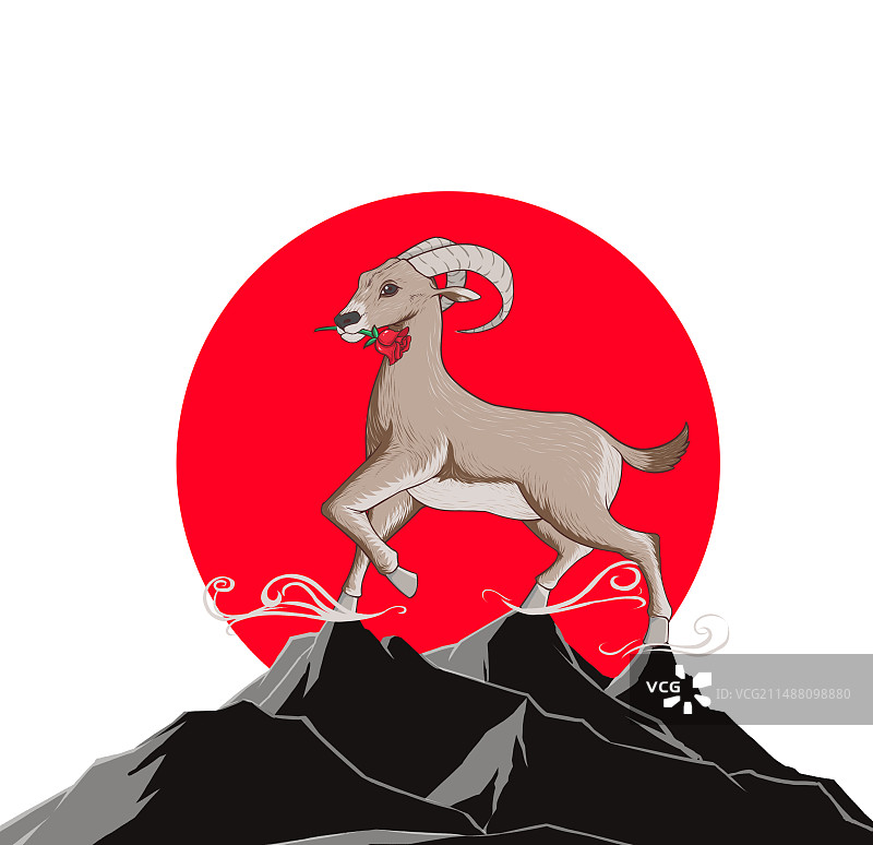 岩羊版画图片素材