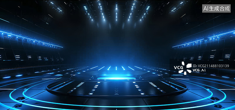 【AI数字艺术】发光圆环科技背景图片素材