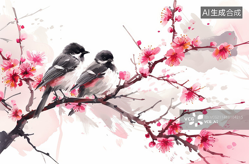 【AI数字艺术】中国工笔花鸟装饰画图片素材