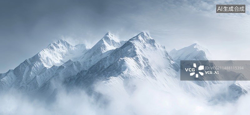 【AI数字艺术】雪山图片素材
