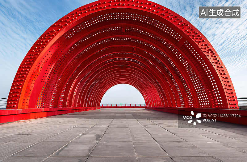 【AI数字艺术】红色的大门和空旷的广场图片素材