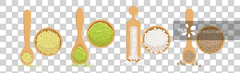 用于烹饪的不同香料和调味品堆图片素材