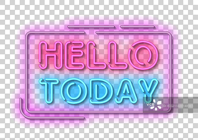 霓虹灯牌今日问候图片素材