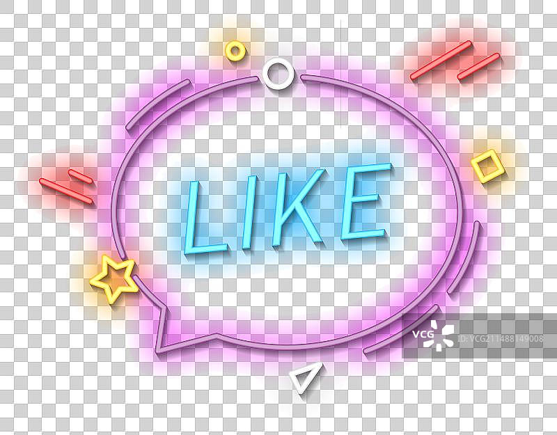 砖墙背景上的点赞霓虹灯标志图片素材