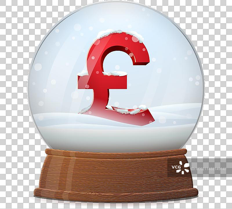 带英镑符号的圣诞雪球图片素材