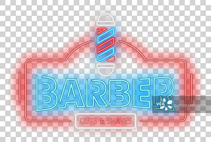 砖墙背景上的理发店霓虹灯标志图片素材