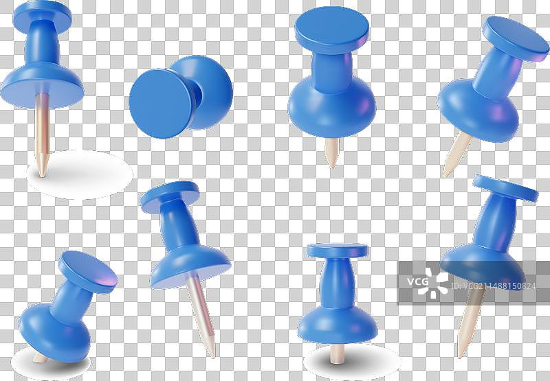 卡通风格3D蓝色图钉组图片素材