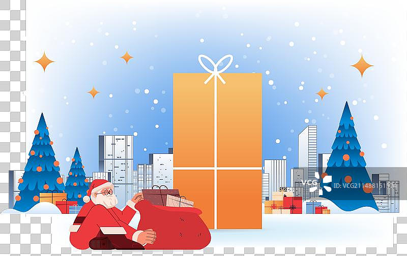 穿着红色服装坐在世界地图附近的圣诞老人图片素材