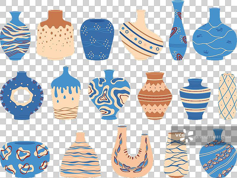 现代陶瓷花瓶：粘土与瓷器内饰图片素材