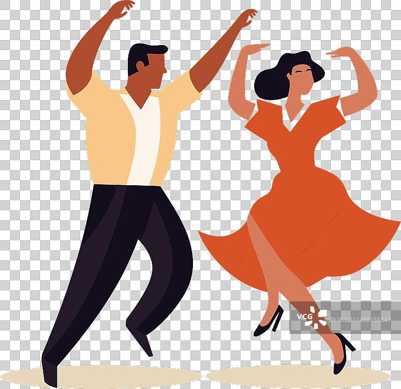 情侣穿着时尚的衣服跳萨尔萨舞图片素材