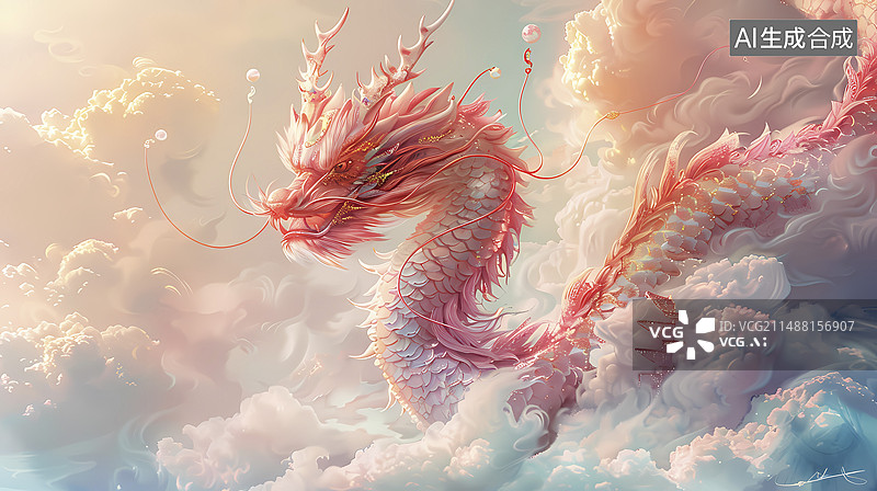 【AI数字艺术】传统珠宝云端中国龙海报背景图片素材