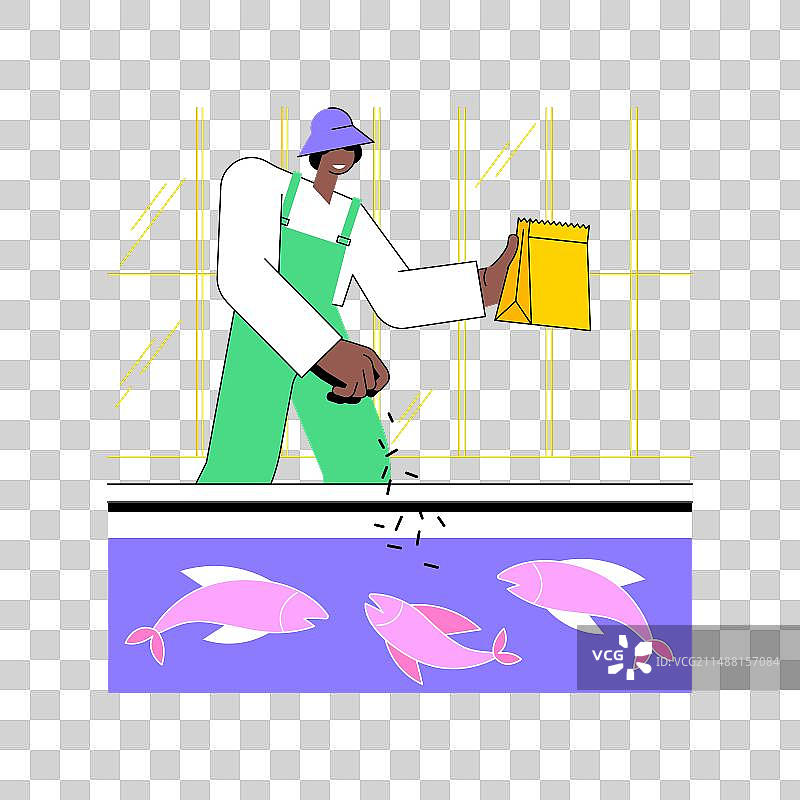 卡通养鱼素材图片素材