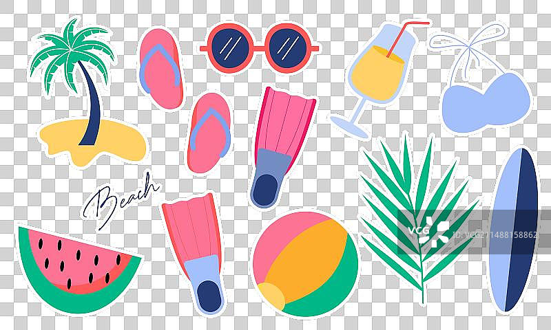 夏季涂鸦海滩假日元素图片素材