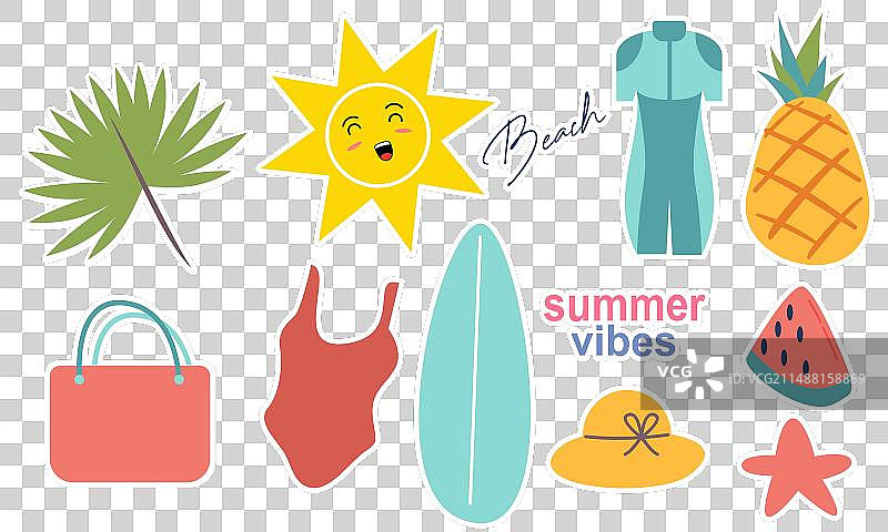 夏季涂鸦海滩假日元素图片素材