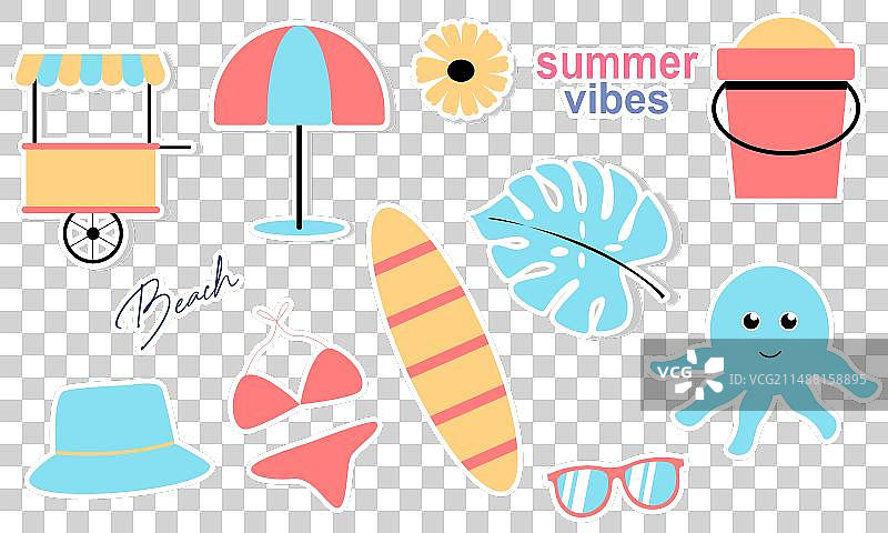 夏季涂鸦海滩假日元素图片素材