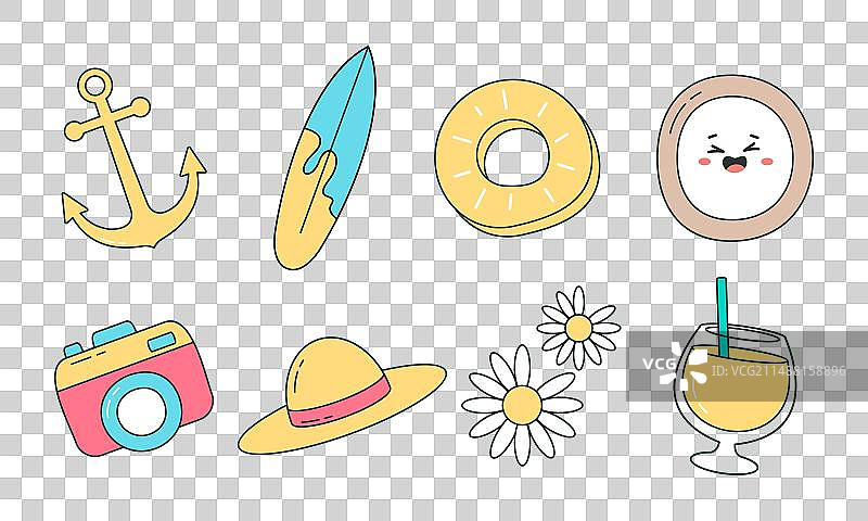 夏季涂鸦海滩假日元素图片素材