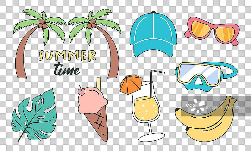 夏季涂鸦海滩假日元素图片素材