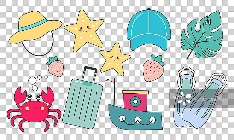 夏季涂鸦海滩假日元素图片素材
