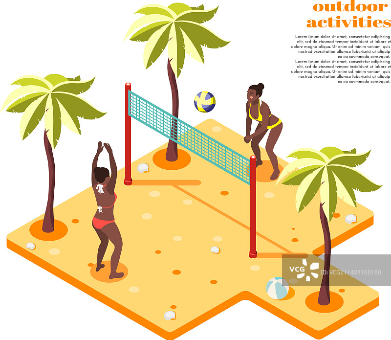户外活动等距视角构图图片素材