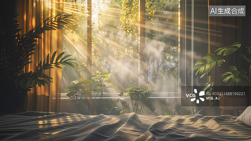 【AI数字艺术】阳光花园场景插画海报抽象装饰画背景图片素材