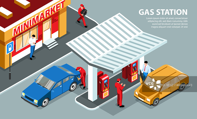 带加油机的加油站横幅背景图片素材