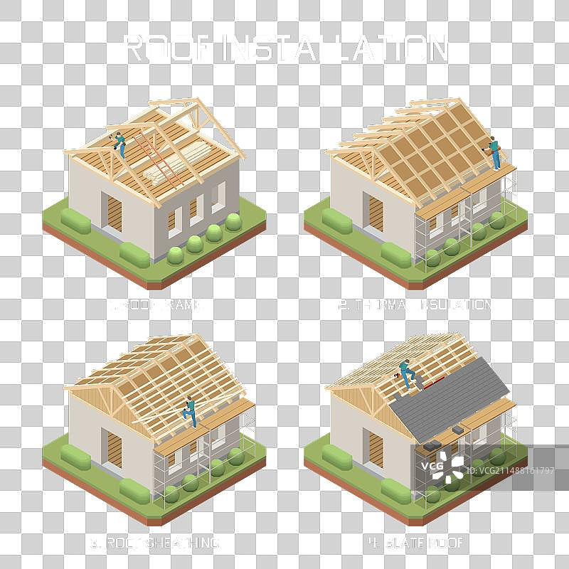 屋顶安装2.5D素材图片素材