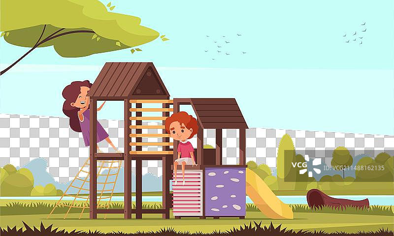 户外游乐场活动组合图片素材