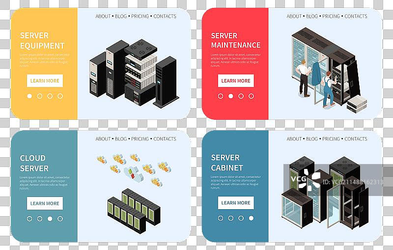数据中心2.5D彩色横幅套装图片素材