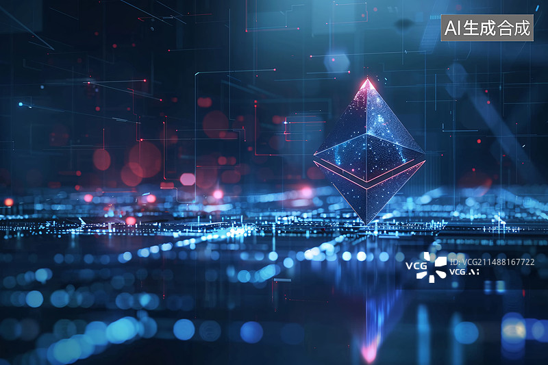 【AI数字艺术】抽象数字背景上的虚拟货币符号，虚拟货币概念图片素材