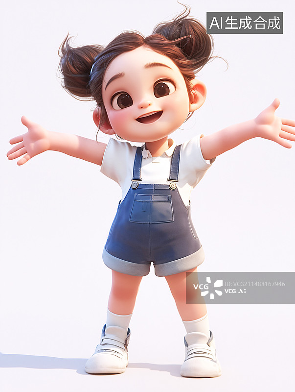 【AI数字艺术】可爱的春季穿搭女孩模特3D人物图片素材