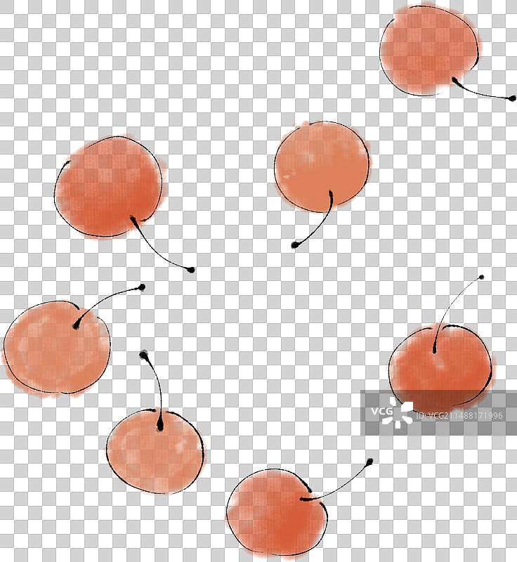 红色的野味水果水墨元素图片素材